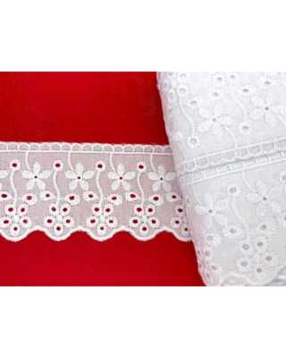 Dentelle Broderie Anglaise Trèfle 6cm - San Gallo Pour Volants Et Ourlets - Vente Au Mètre