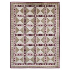 10' x 13'9" Ivory Hand Knotted Modern Block Design Pure Wool Rug R80672