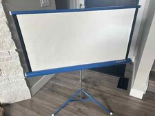Vintage Da-Lite Flyer 47" x 48" 68" Diagonal Projector Screen Blue Metal Stand