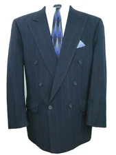 Burberry Prorsum Men's Wool Dark Blue Striped Blazer Jacket Sport Coat 43 R USA