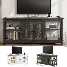 Industrial TV Stand for 65/60/55" TV Media Entertainment Center w/ Power Outlets