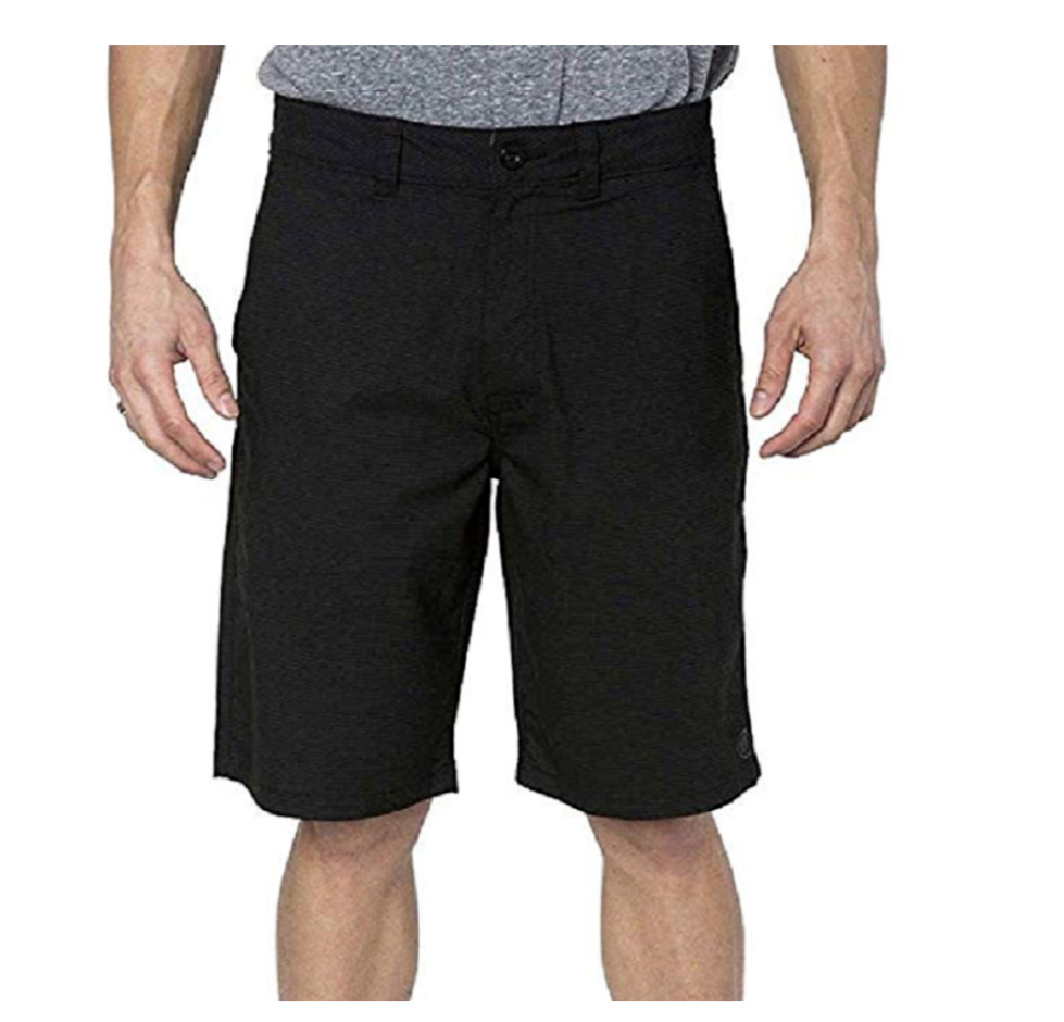HANG TEN MEN'S STRETCH Stripe WALKSHORT Polyester-Viscose Black, 30