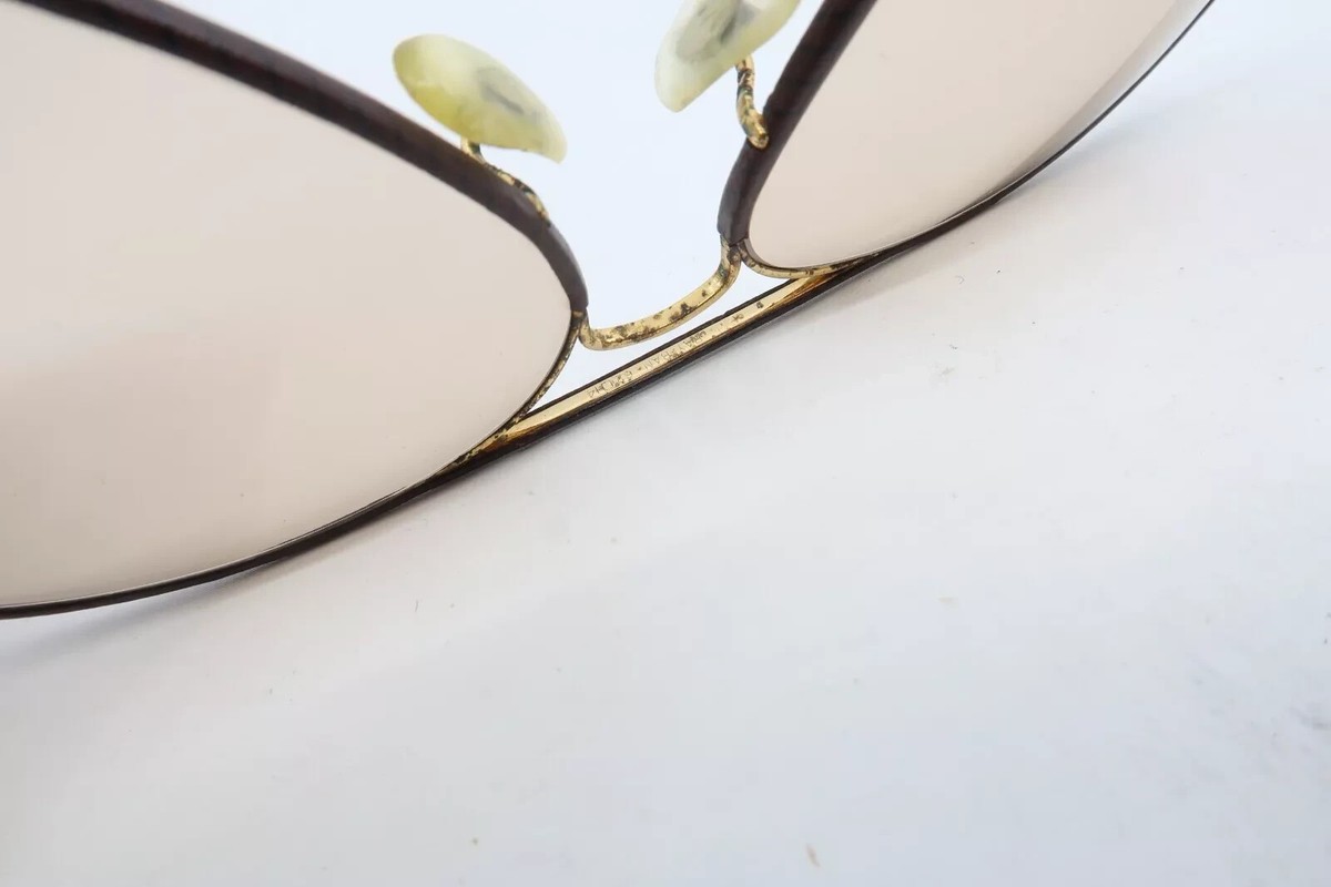 62[]14 B&L RAY-BAN BROWN CHANGEABLES LEATHERS TRIM/GOLD UV