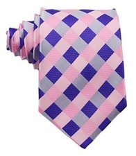 New Classic Men's Plaids Checks Silk Tie Necktie Pink/Purple