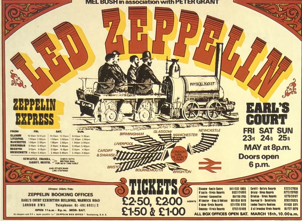 Led Zeppelin London : Earls Court (1975) Concert Promo Postcard