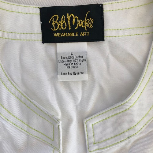 Vtg Bob Mackie Wearable Art White Embroidered Jacket SZ L Market Day READ - Picture 3 of 14