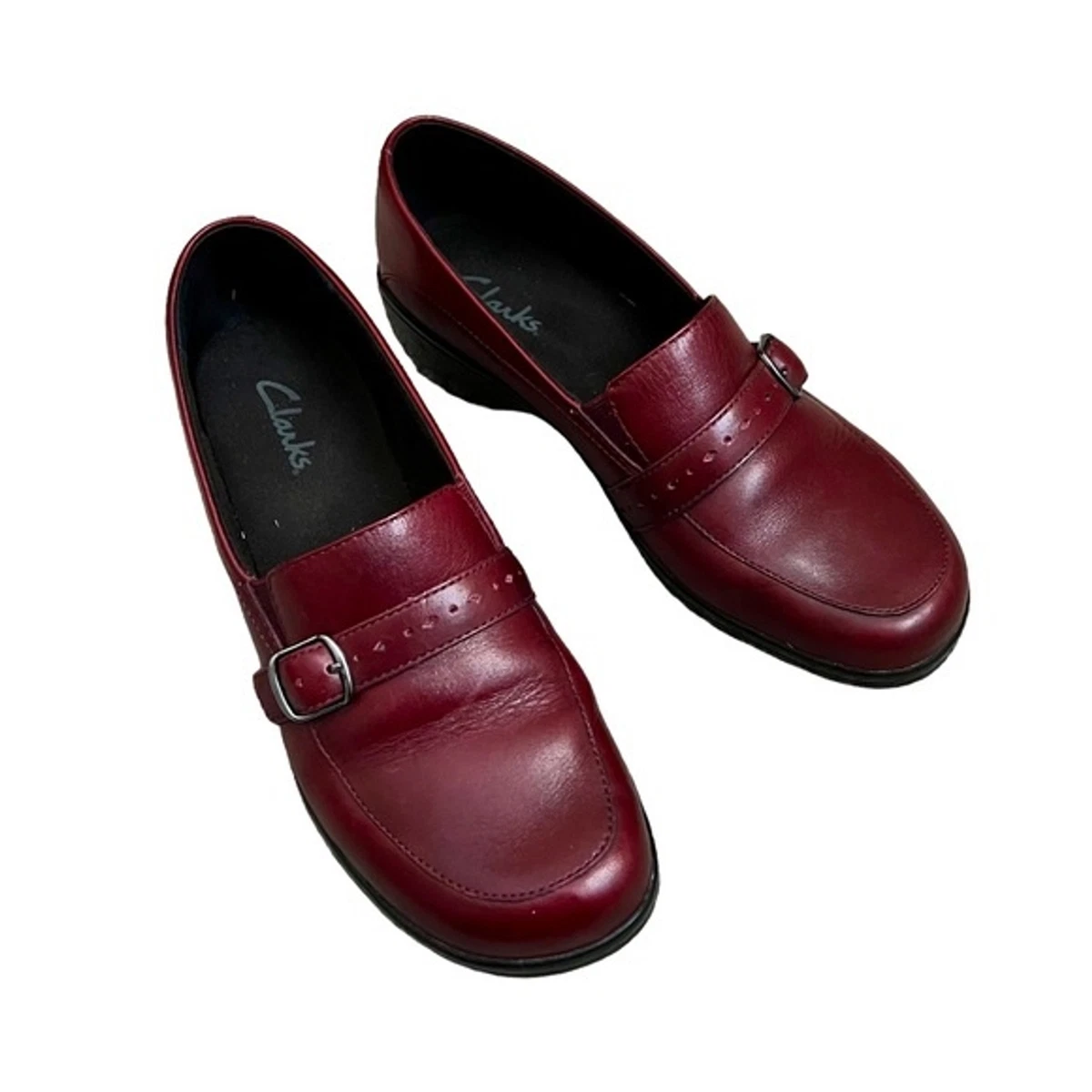Clarks Oxblood Dark Burgundy Loafers Shoes Sz 8.5 eBay