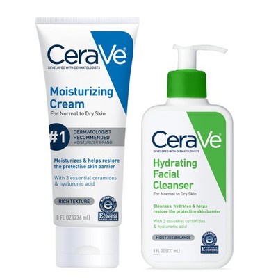 CeraVe Hydrating Skin Care Set, 8oz 8 Ounce Cream + 8 Cleanser 