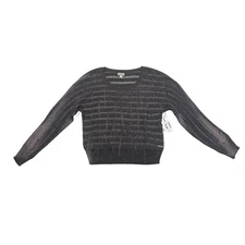 Belle Sky Sweater Womens Small S Slate Gray Fringe Long Sleeve Pullover