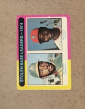 1975 Topps Baseball Stolen Base Leaders Bill North Lou Brock Card #309