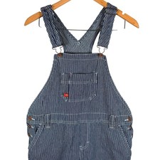 Dickies Railroad Hickory Stripe Overalls Men M Blue White Carpenter Bibs FB206RH