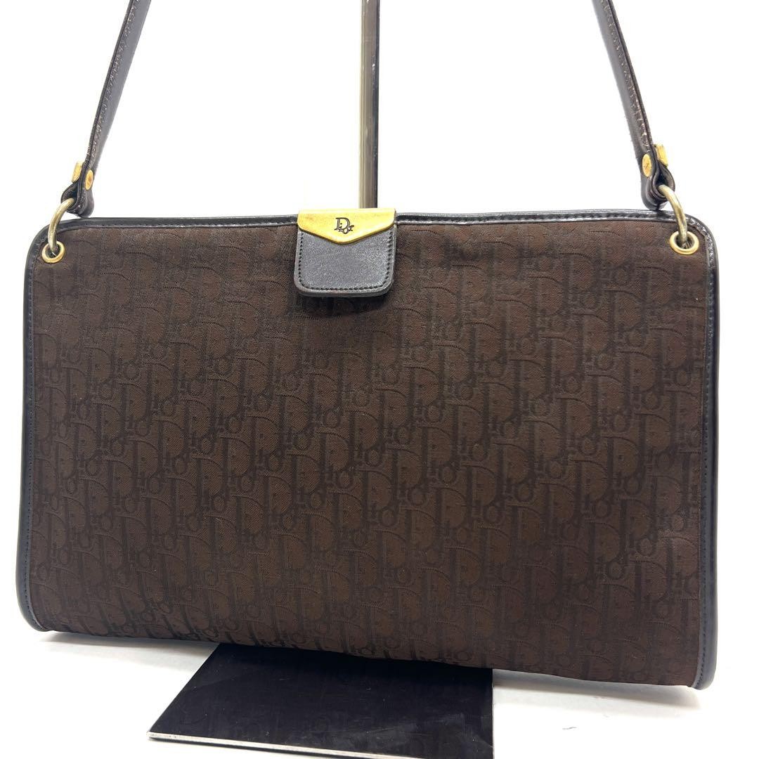 Dior Trotter Canvas Shoulder Bag in Brown Authentic F0510457