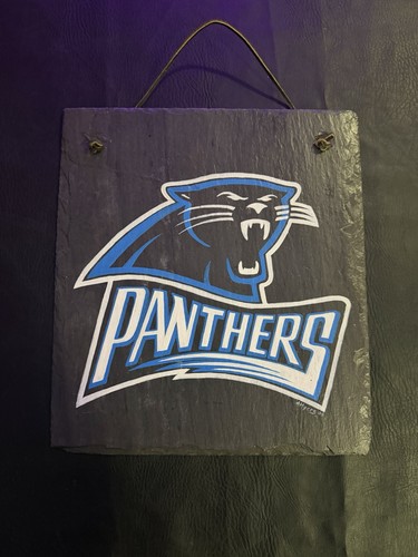 Carolina Panthers Slate Wall Sign 12x13.25” Hand-Painted Logo Art Decor