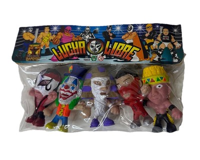 Lucha Libre Toy Luchadores Cabezones Wrestling Set of 5 figures NWT