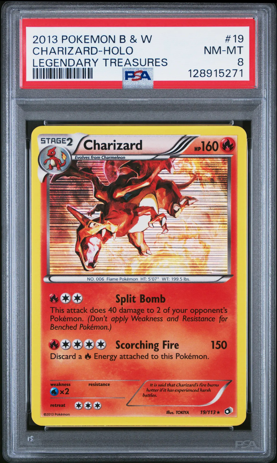 Charizard #19 2013 Pokemon Black & White Legendary Treasures PSA 8