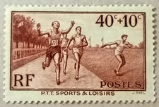 6A-Timbre France YT  346 neuf * année 1937 "PTT sports et loisirs"