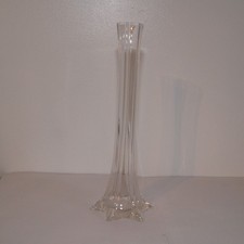 Vintage Tall Footed and Ribbed Glass Vase - 30cm Tall