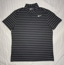 Nike Golf Mens XL Standard Fit Black w/ gray Stripe Performance Dri-FIT Shirt