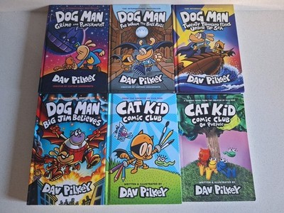 6x Dog Man / Cat Kid Book Bundle - Dav Pilkey  - 5 Hardback 1 Paperback