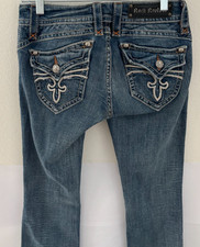Rock Revival Jeans 28 Medium Wash Blue Stephanie Boot Low Rise Flap Pockets
