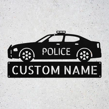 Custom Police Car Metal Sign Personalized Law Enforcement Decor Gift for Officer