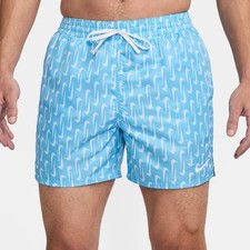 Nike Swim Trunks Shorts Swoosh Link 5" Volley Shorts Blue White Men's Large NEW