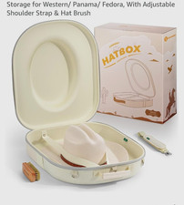 BRANTMAKER Cowboy Hat Box Travel Case, Crushproof Storage Carrier, Mint White