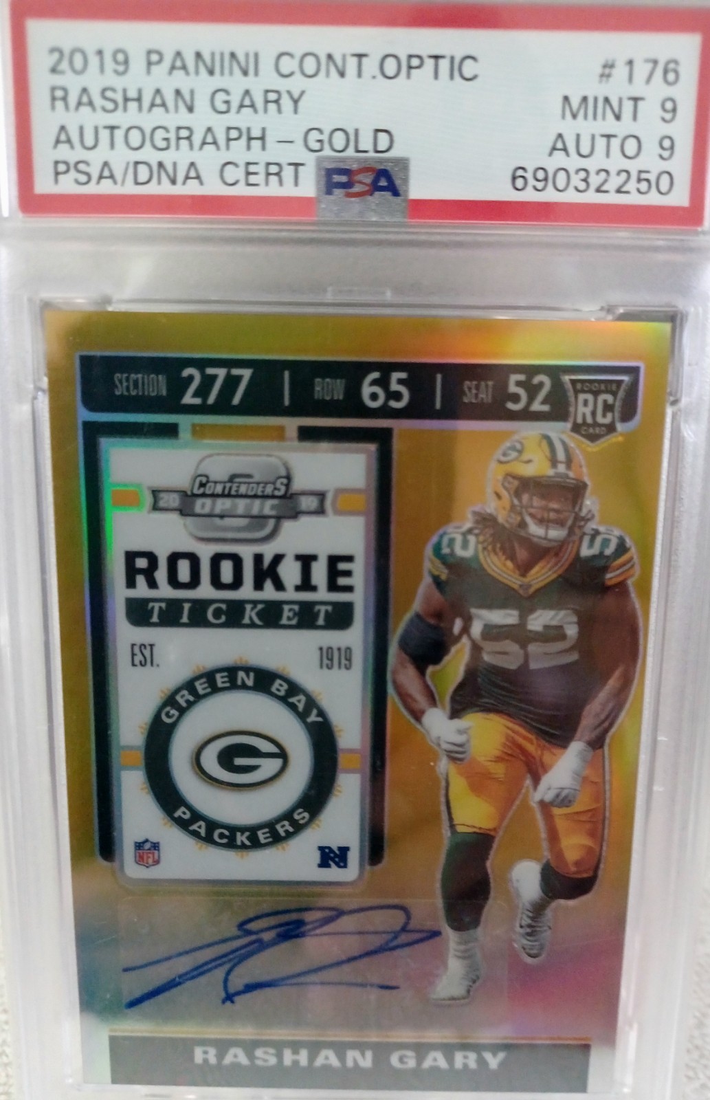 Rashan Gary Panini Contenders Optic #176 Gold
