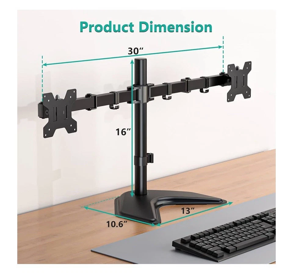 WALI Dual Monitor Stand for Desk, Monitor Stands for 2 Monitors up to 30 inches - Image 3 of 4
