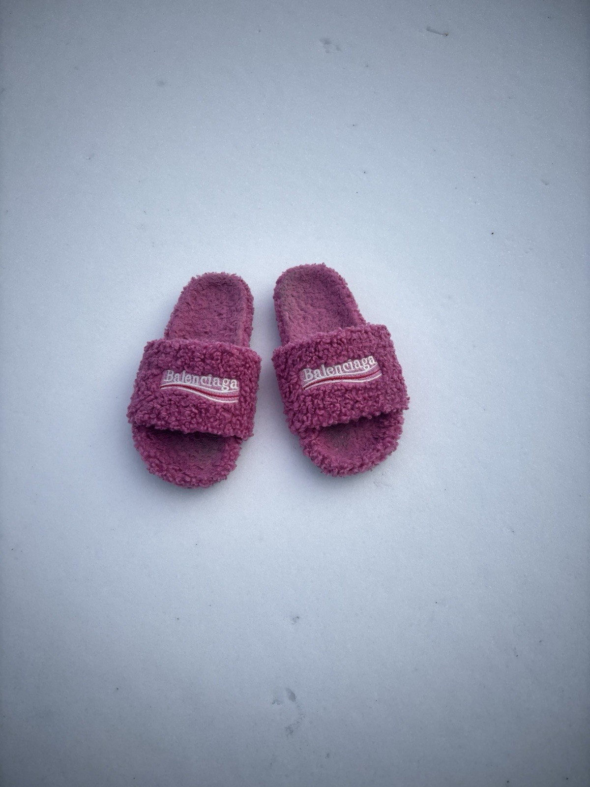 Balenciaga Pink Fur Slides Size 9.5-10/Eu 43