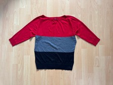 Chaps Women’s Colorblock Sweater Red Gray Black Knit Pullover Casual Top