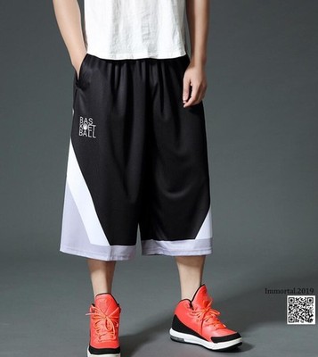 Black Men's Plus Size Quick Dry Wide Leg Sports Basketball Breathable Shorts New