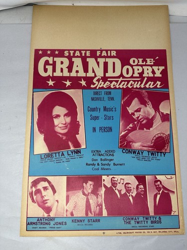Original Grand Ole Opry Poster - Promoter Blanko! Loretta Lynn & Conway Twitty !!!
