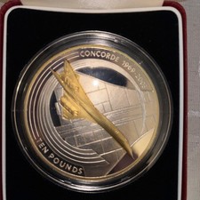 Alderney Ten Pounds Silver Proof Coin 2003 Concorde Last Flight New Mint In Box