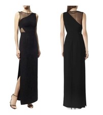 Reiss Clara Lace Mesh Cutout Column Evening Gown Size 0 Formal Party Black Tie