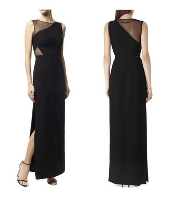 Reiss Clara Lace Mesh Cutout Column Evening Gown Size 0 Formal Party Black Tie