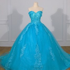 Blue Glitter Quinceanera Dresses Ball Gown Off Shoulder Applique Sweet 16 Dress