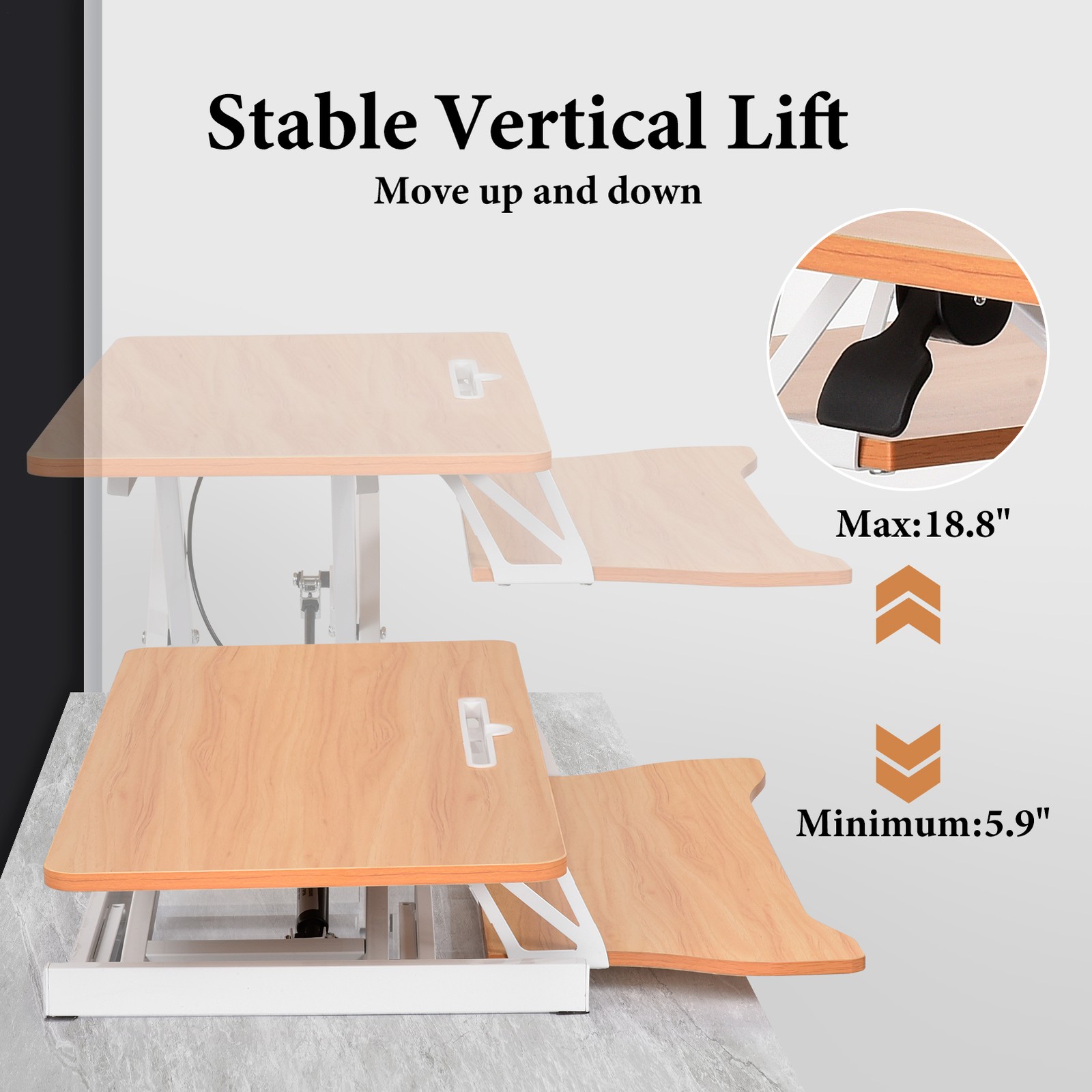 37" Home Office Desk Riser Adjustable Standing Desk Converter Adjustable