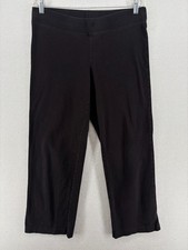 EILEEN FISHER Pants S Heavy Brushed Jersey Cotton Ankle Elastic Waist Black