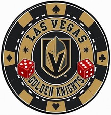 (2) Las Vegas Golden Knights Poker Chip Design Vinyl Stickers 4x4 Car Decals