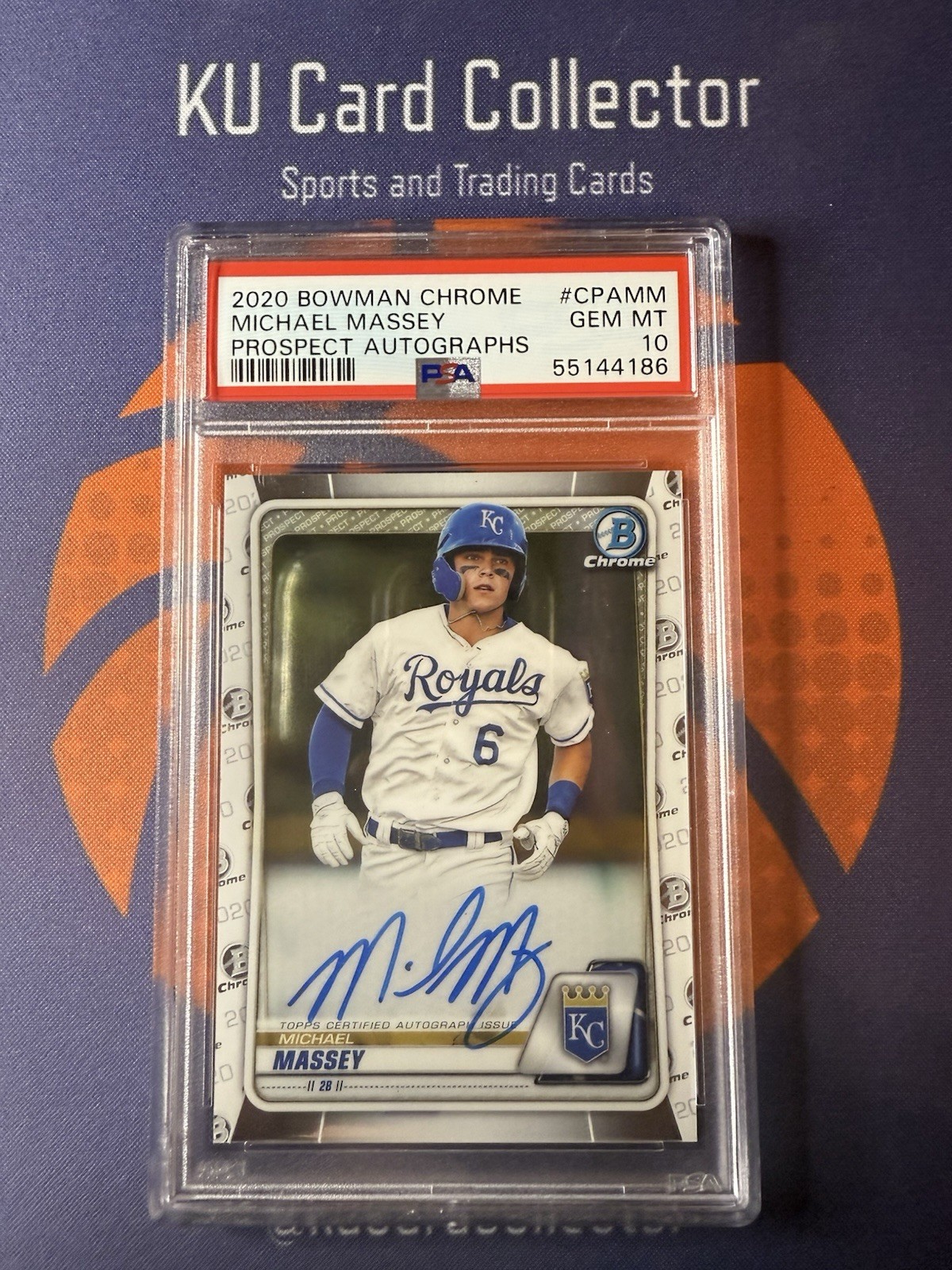 2020 Bowman Chrome Michael Massey Prospect Auto #CPA-MM Royals PSA 10