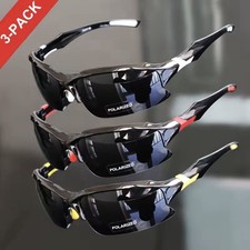 3pcsPolarized Mens Wrap Around Fashion Sunglasses Fishing Running Sport Glasses