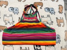 PilyQ Rainbow Stripe Embroidered Halter Bikini Top Rainbow Stripe Embroidered D