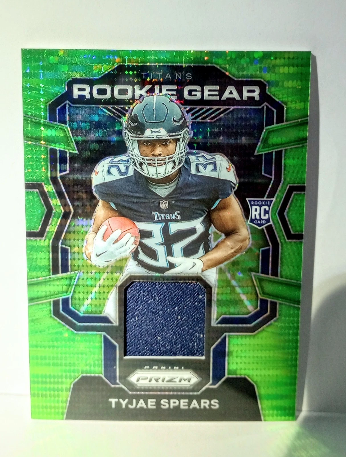 Tyjae Spears Panini Prizm Rookie Gear #RGTS Neon Green Pulsar