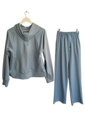 Unbranded Baby Blue Tracksuit Full Zip Jacket Wide Trousers NWOT Size M 8 10