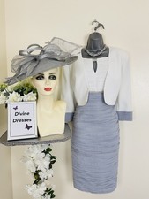 Condici Size 18 Angelite & Ivory Mother of Bride Groom Dress Jacket &  Hatinator