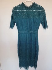 Lulus Womens Remarkable Forest Green Sheer Lace Dress Size Small