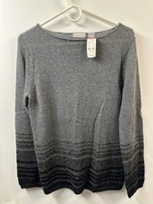 Nwt Vintage Liz Claiborne Collection Mohair Blend Striped Gray Sweater 80 90 Y2k