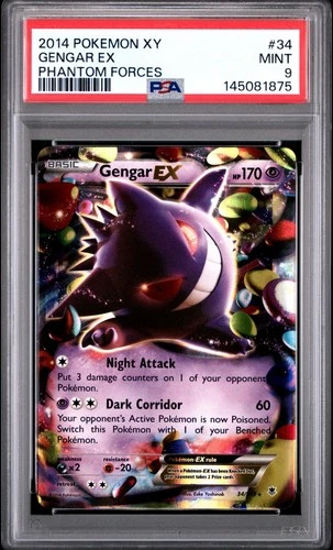 PSA 9 Gengar EX 34/119 Phantom Forces XY Ultra Rare 2014 Pokemon 34/119