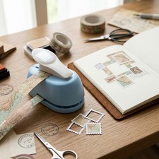 Square Stamp Paper Punch Blue Labor Lever Action Craft Punch for Scrapbooks
